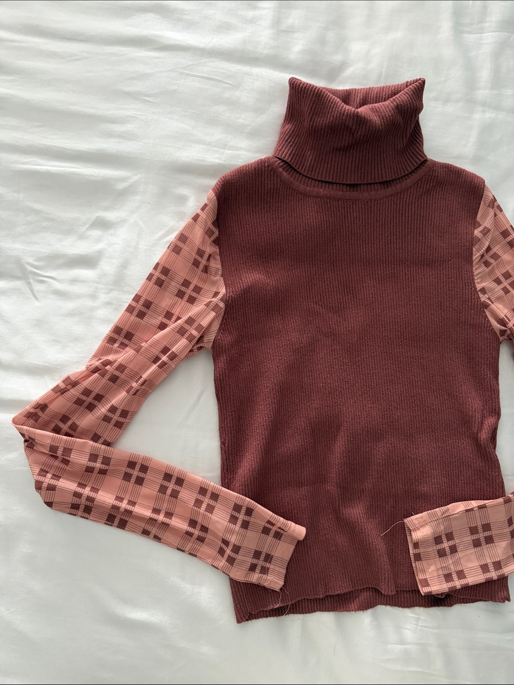 Zara Two-Tone Cowl Neck Sweater in Plum and Blush